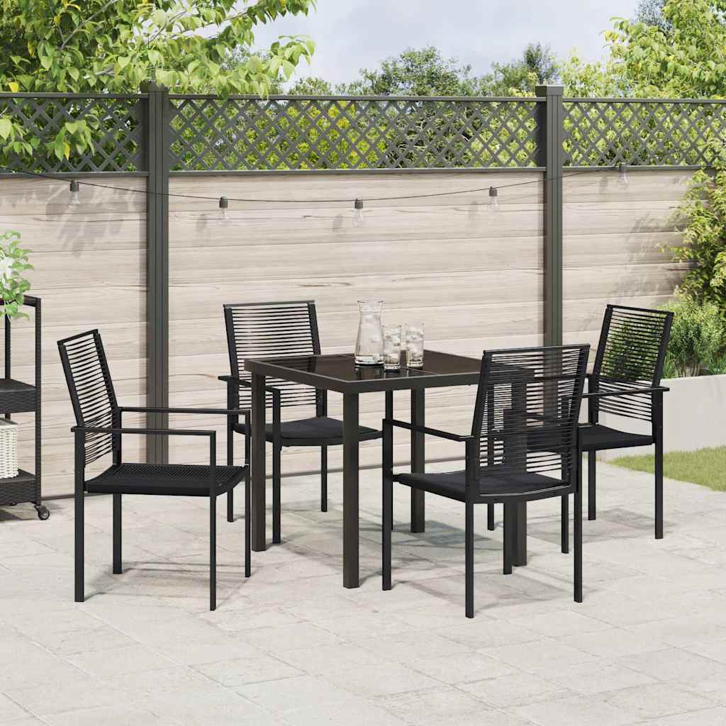 Garten Essgruppe 5 pcs Schwarz PVC-Rattan
