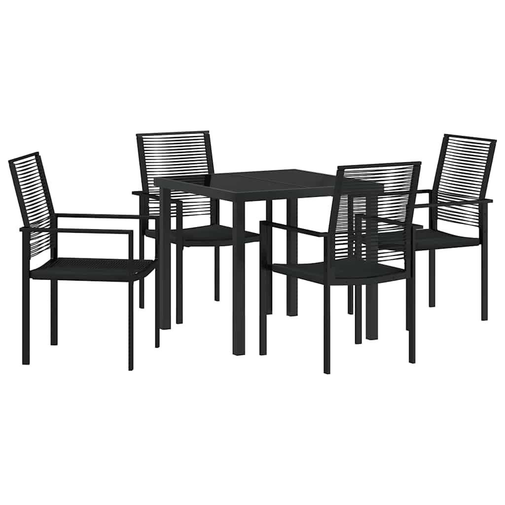 Garten Essgruppe 5 pcs Schwarz PVC-Rattan