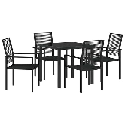Garten Essgruppe 5 pcs Schwarz PVC-Rattan