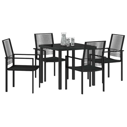 Garten Essgruppe 5 pcs Schwarz PVC-Rattan