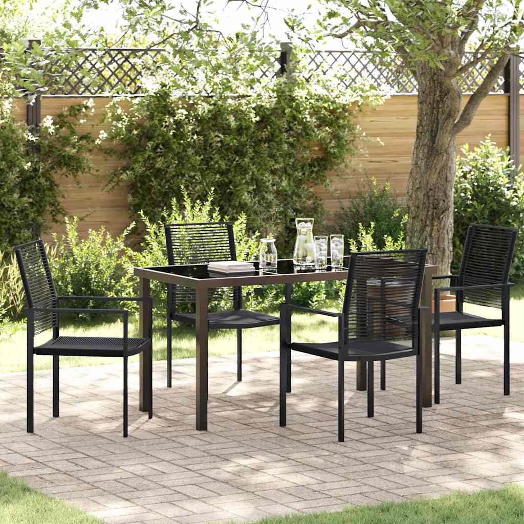 Garten Essgruppe 5 pcs Schwarz PVC-Rattan