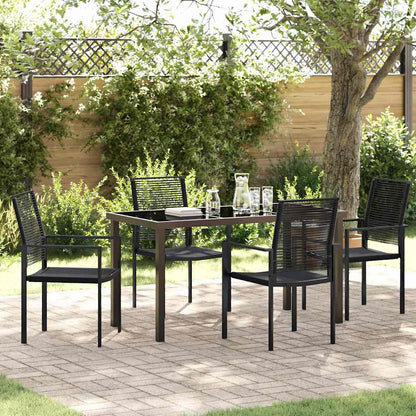 Garten Essgruppe 5 pcs Schwarz PVC-Rattan