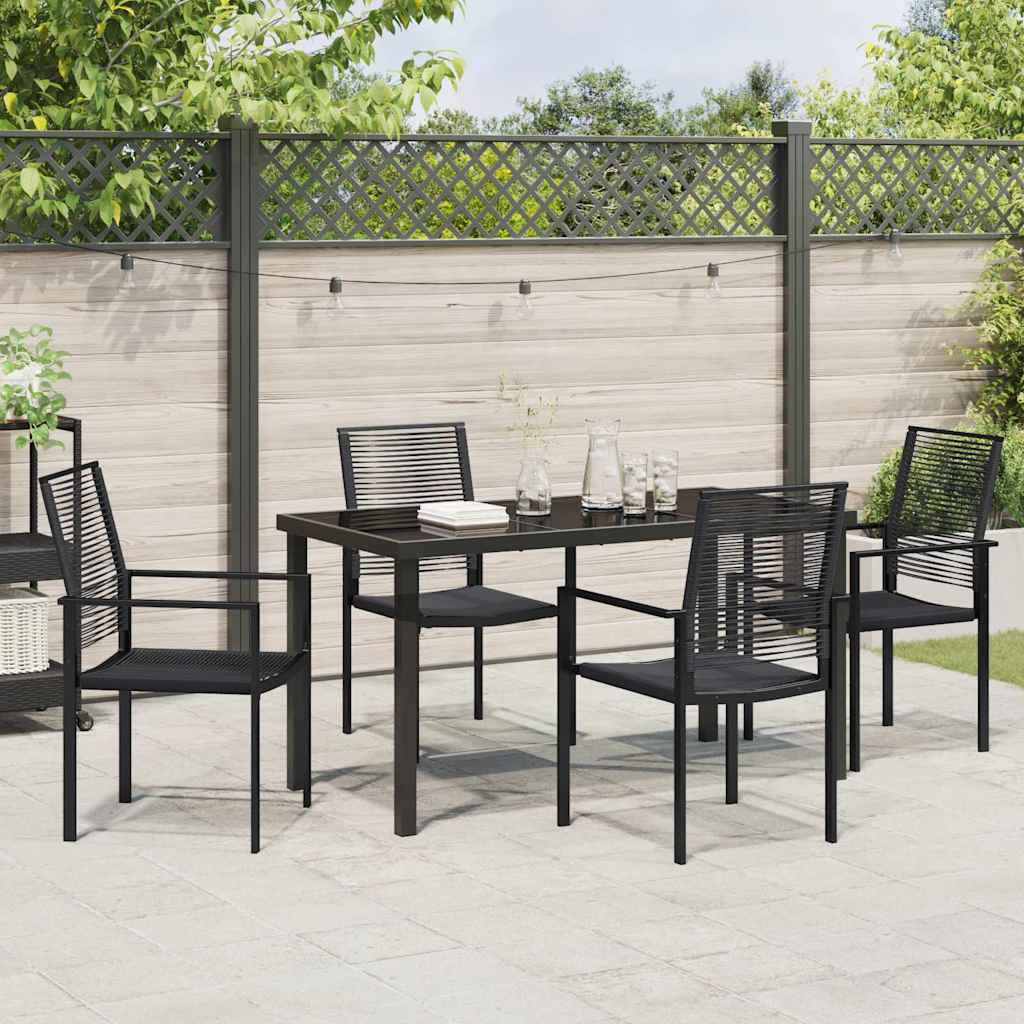 Garten Essgruppe 5 pcs Schwarz PVC-Rattan