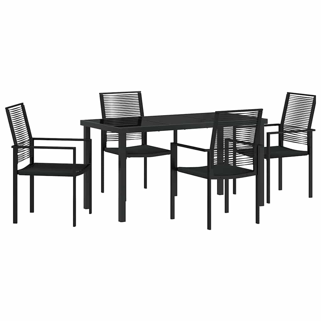 Garten Essgruppe 5 pcs Schwarz PVC-Rattan