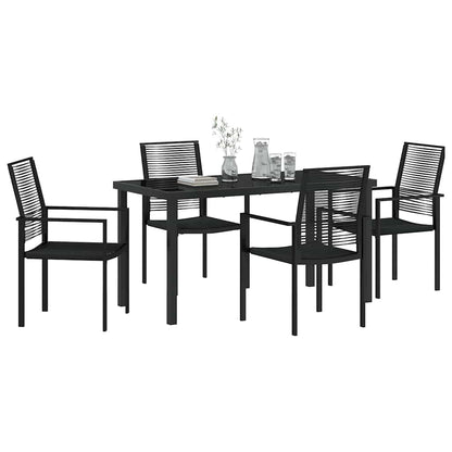 Garten Essgruppe 5 pcs Schwarz PVC-Rattan