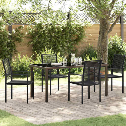 Garten Essgruppe 5 pcs Schwarz PVC-Rattan
