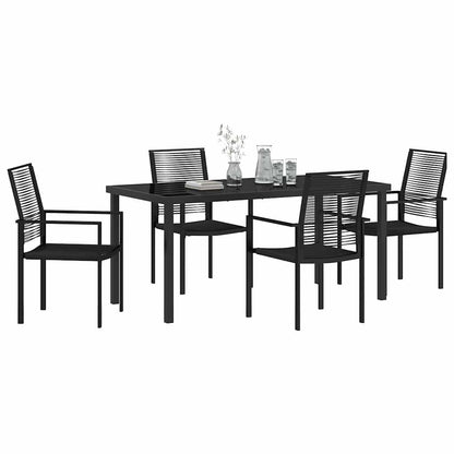 Garten Essgruppe 5 pcs Schwarz PVC-Rattan