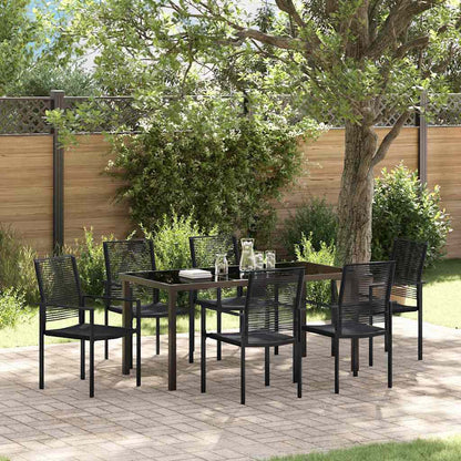 Garten Essgruppe 7 pcs Schwarz PVC-Rattan