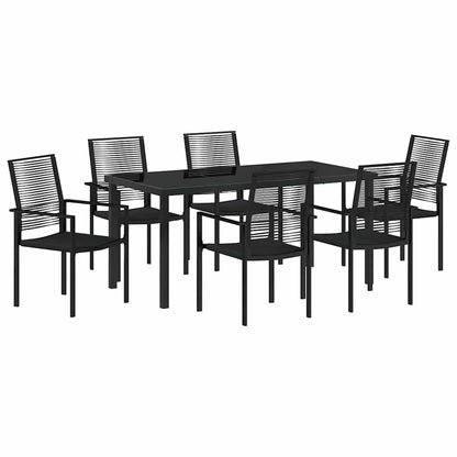 Garten Essgruppe 7 pcs Schwarz PVC-Rattan