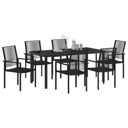 Garten Essgruppe 7 pcs Schwarz PVC-Rattan