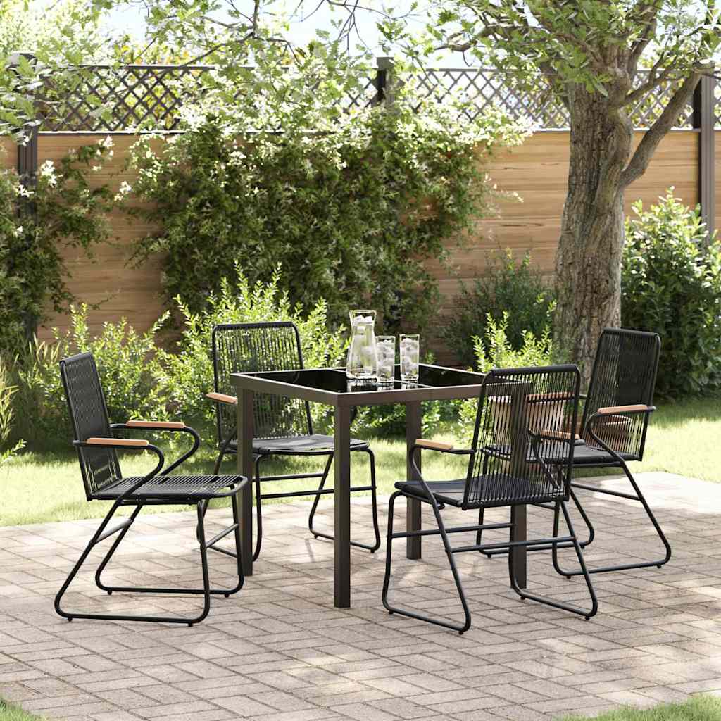 Garten Essgruppe 5 pcs Schwarz PVC-Rattan