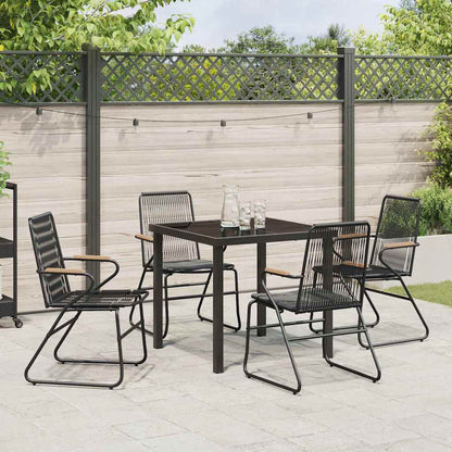 Garten Essgruppe 5 pcs Schwarz PVC-Rattan