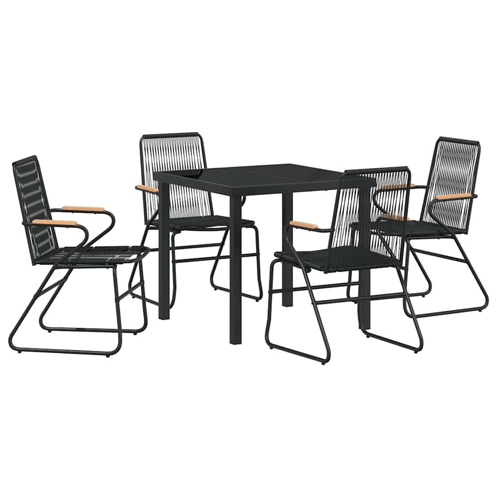 Garten Essgruppe 5 pcs Schwarz PVC-Rattan