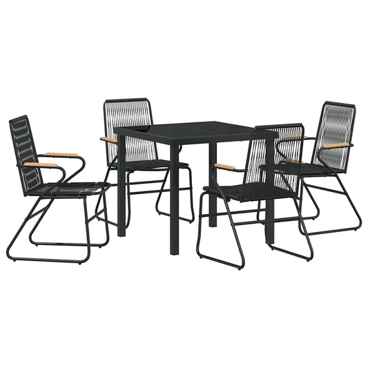 Garten Essgruppe 5 pcs Schwarz PVC-Rattan