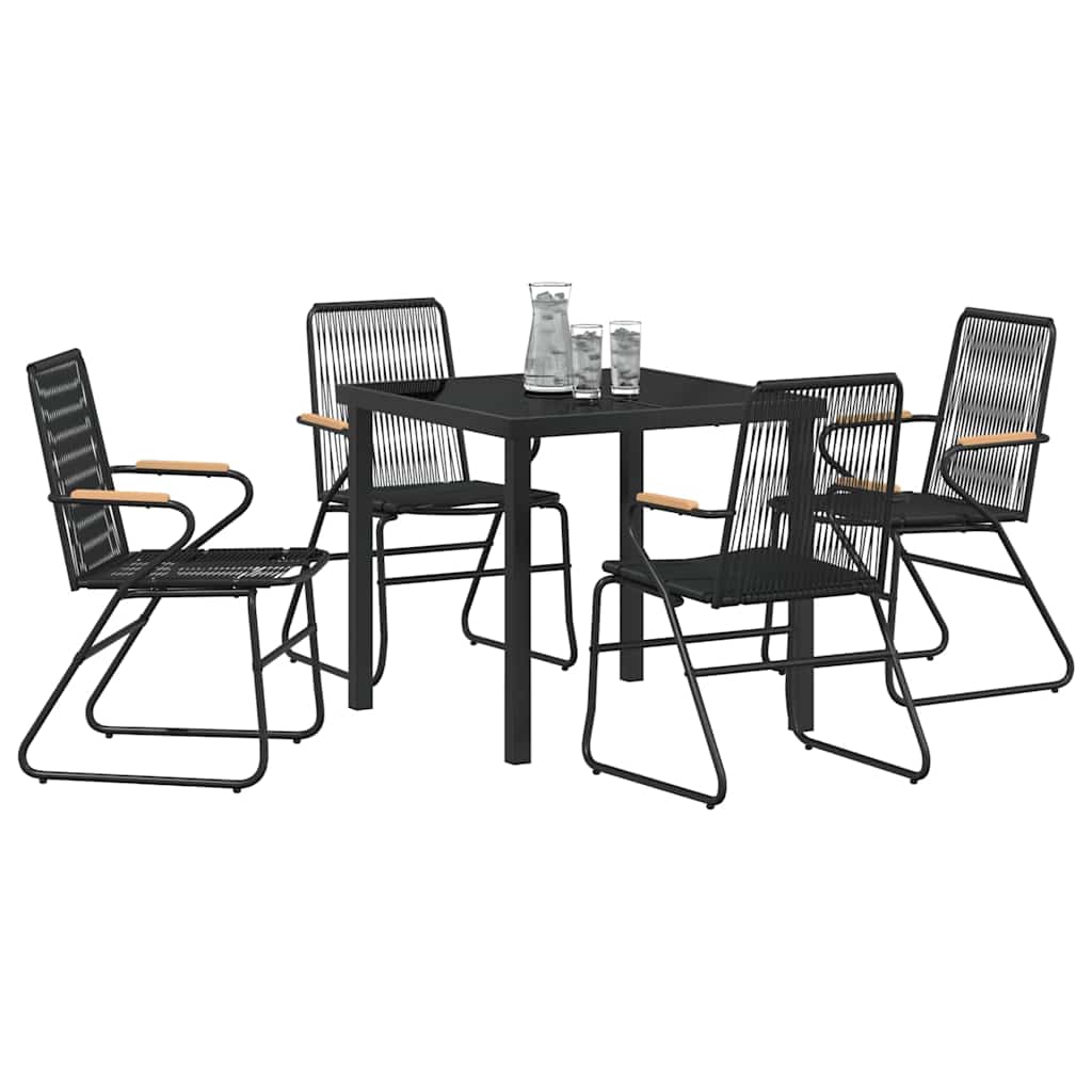 Garten Essgruppe 5 pcs Schwarz PVC-Rattan