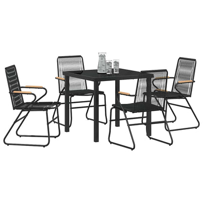Garten Essgruppe 5 pcs Schwarz PVC-Rattan