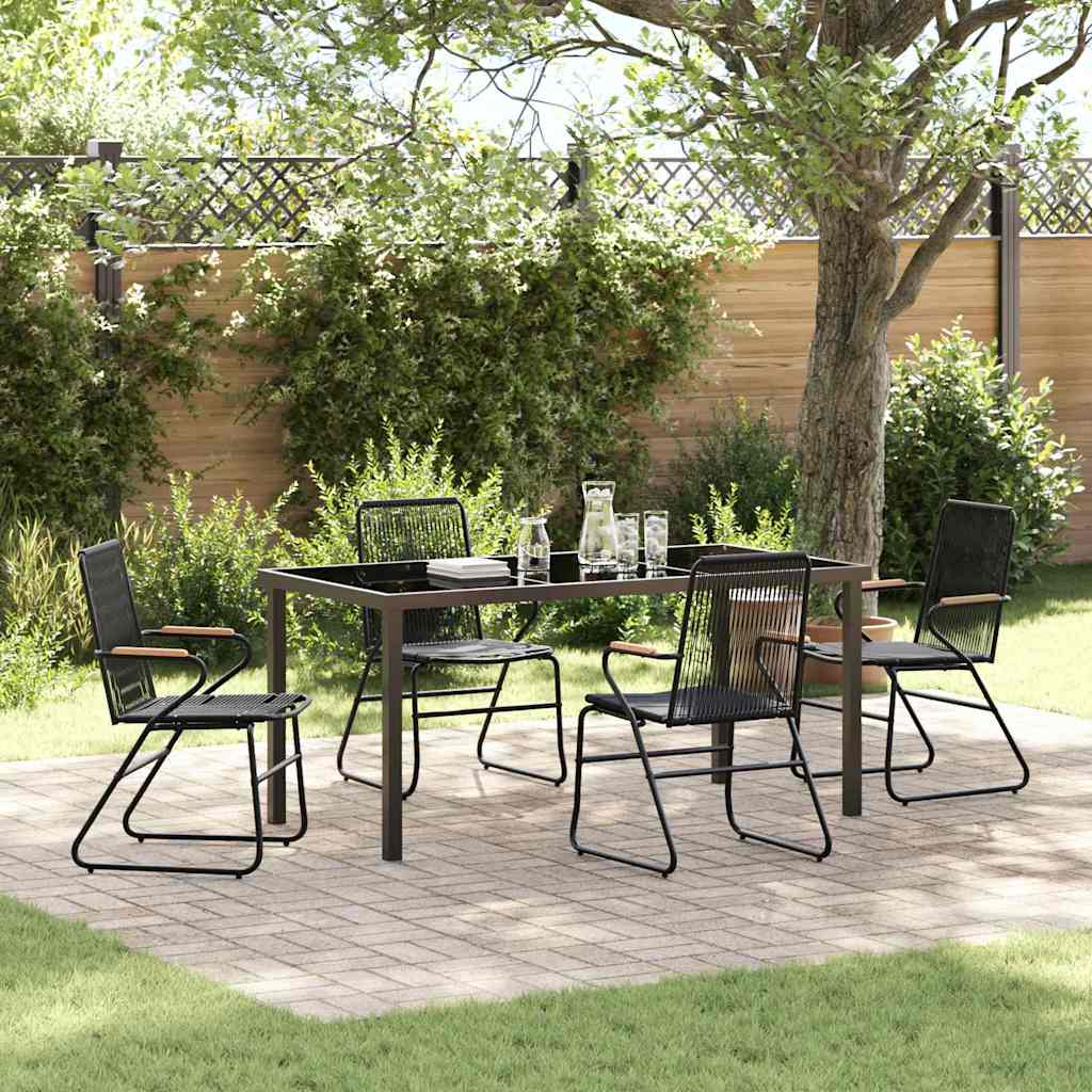 Garten Essgruppe 5 pcs Schwarz PVC-Rattan