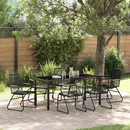 Garten Essgruppe 7 pcs Schwarz PVC-Rattan
