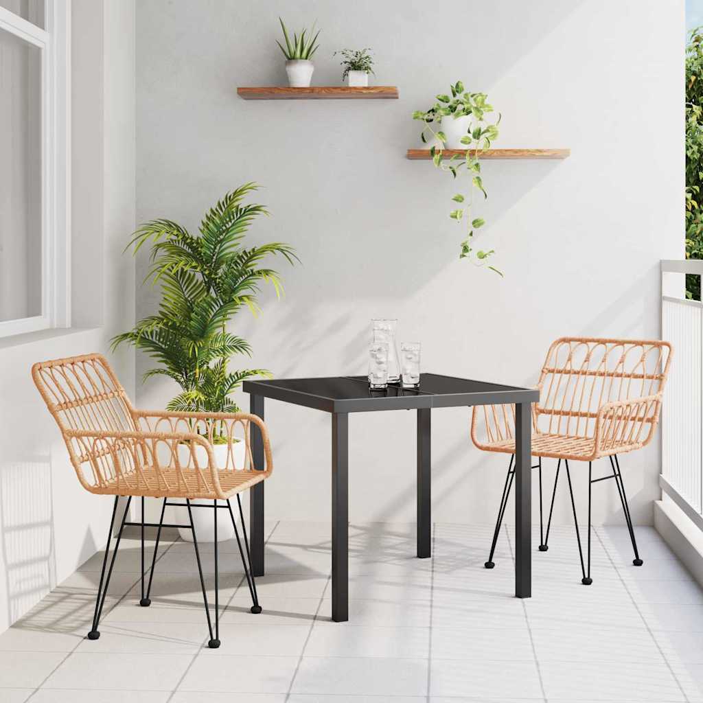 Garten Essgruppe 3 pcs Braun Poly Rattan