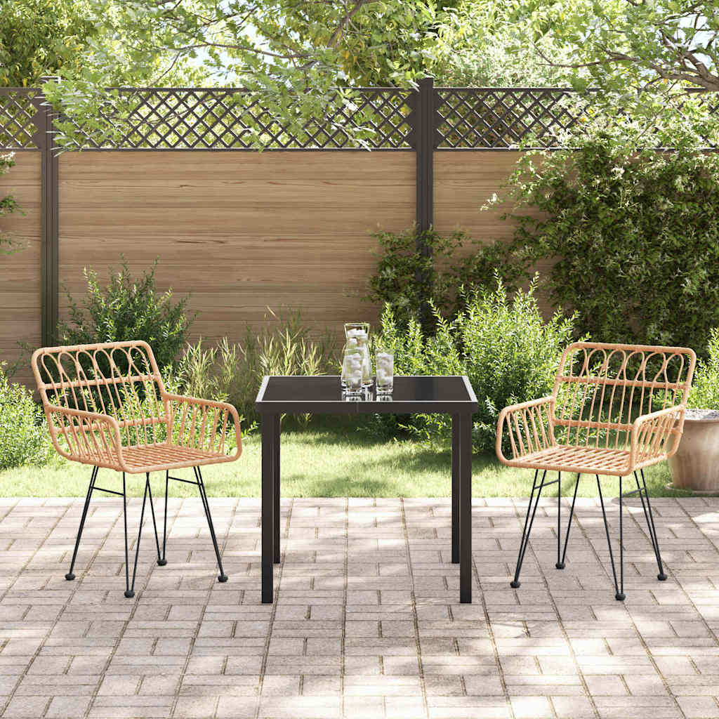 Garten Essgruppe 3 pcs Braun Poly Rattan