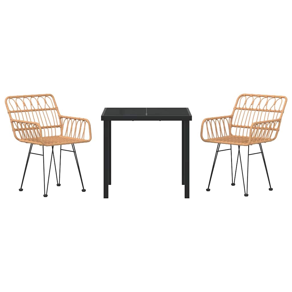 Garten Essgruppe 3 pcs Braun Poly Rattan