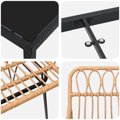 Garten Essgruppe 5 pcs Braun Poly Rattan