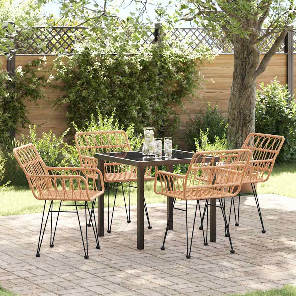 Garten Essgruppe 5 pcs Braun Poly Rattan