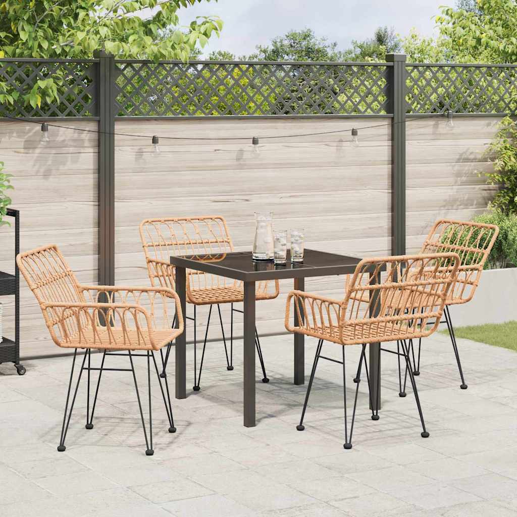 Garten Essgruppe 5 pcs Braun Poly Rattan
