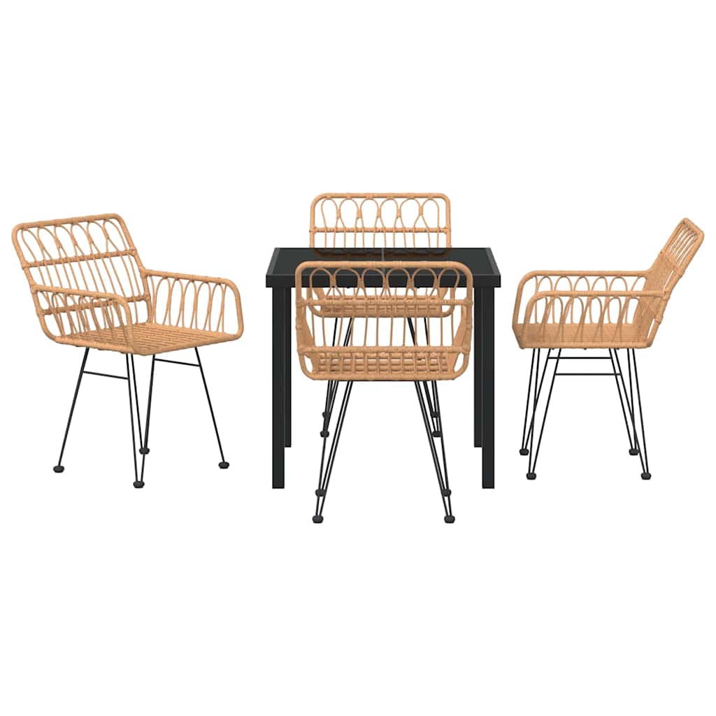 Garten Essgruppe 5 pcs Braun Poly Rattan