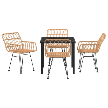 Garten Essgruppe 5 pcs Braun Poly Rattan