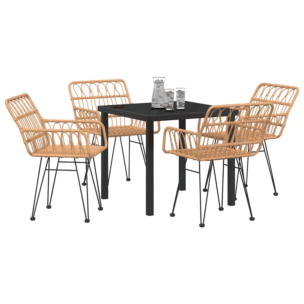 Garten Essgruppe 5 pcs Braun Poly Rattan