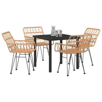 Garten Essgruppe 5 pcs Braun Poly Rattan
