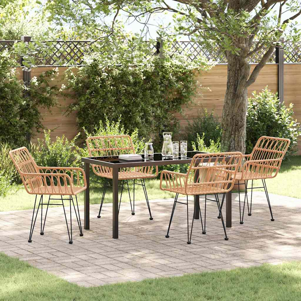 Garten Essgruppe 5 pcs Braun Poly Rattan