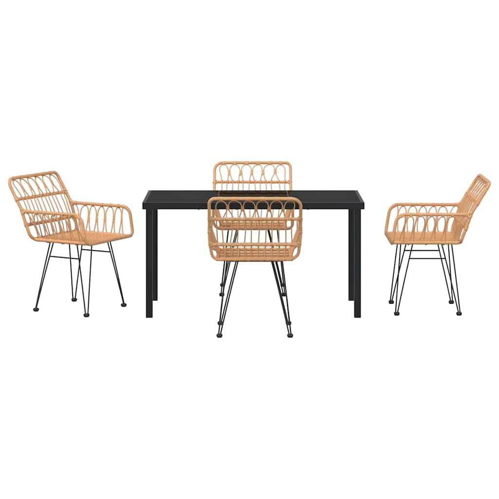 Garten Essgruppe 5 pcs Braun Poly Rattan