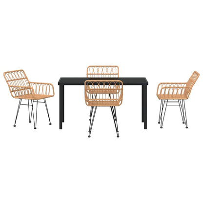 Garten Essgruppe 5 pcs Braun Poly Rattan