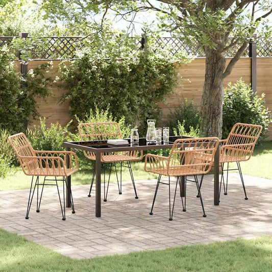 Garten Essgruppe 5 pcs Braun Poly Rattan
