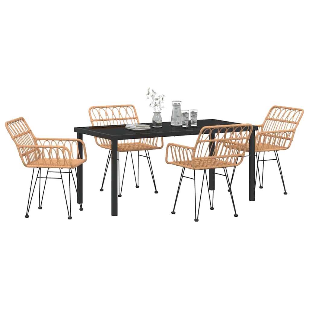 Garten Essgruppe 5 pcs Braun Poly Rattan