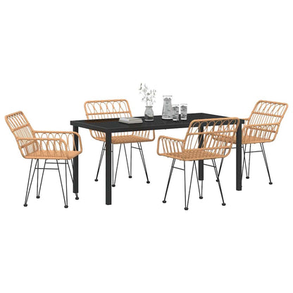 Garten Essgruppe 5 pcs Braun Poly Rattan
