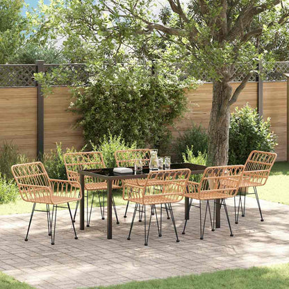 Garten Essgruppe 7 pcs Braun Poly Rattan