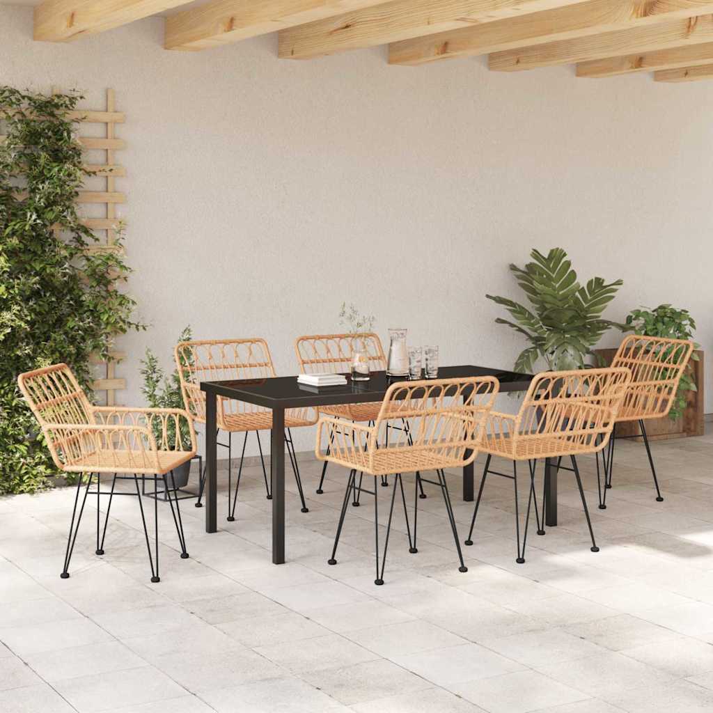 Garten Essgruppe 7 pcs Braun Poly Rattan