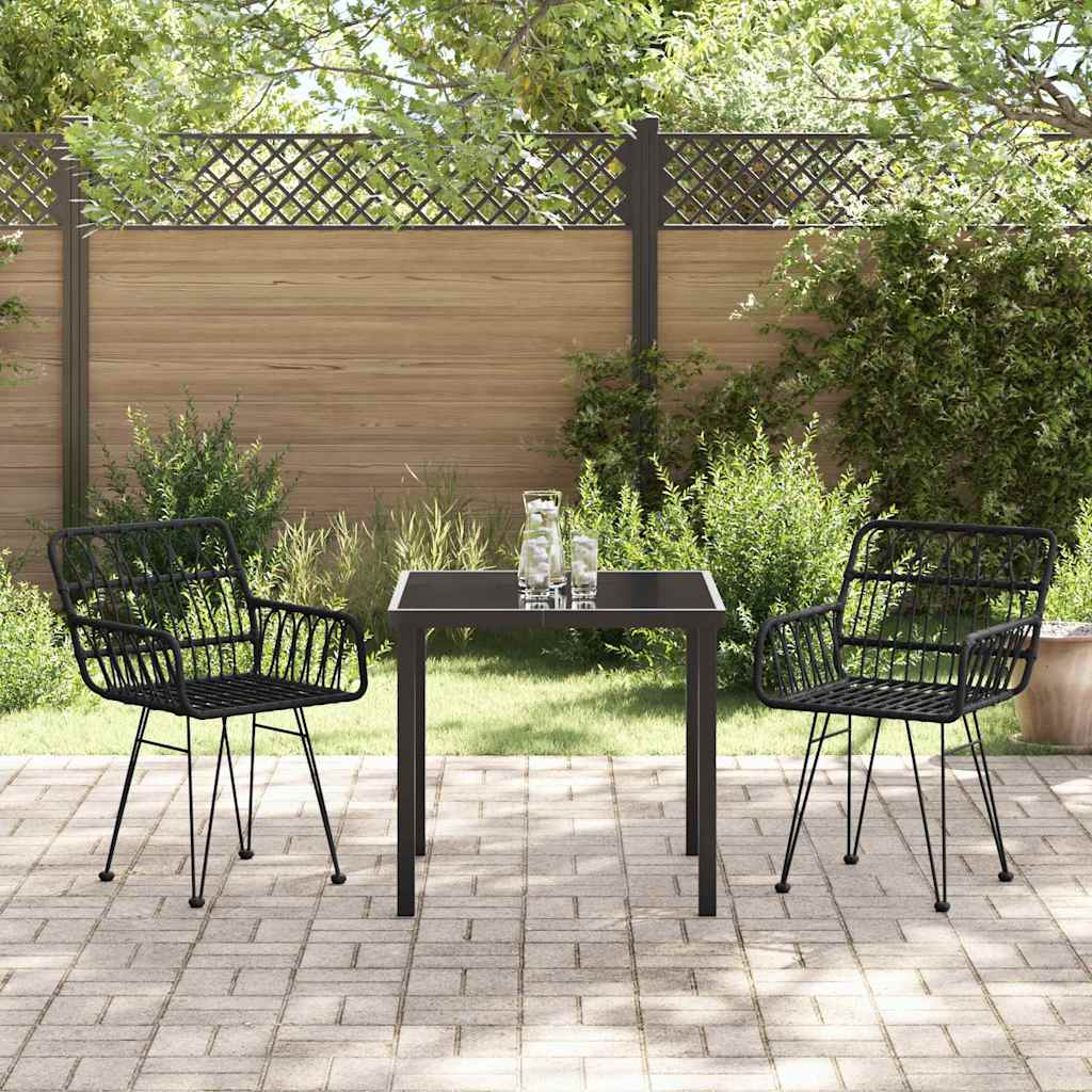 Garten Essgruppe 3 pcs Schwarz Poly Rattan
