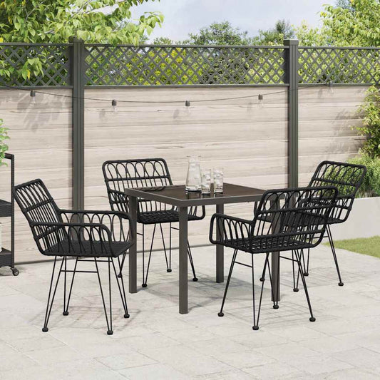 Garten Essgruppe 5 pcs Schwarz Poly Rattan