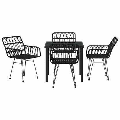 Garten Essgruppe 5 pcs Schwarz Poly Rattan