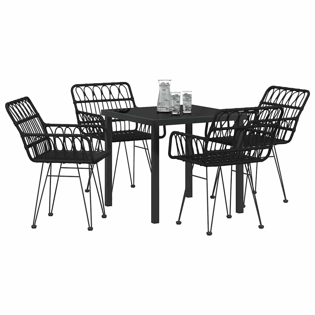 Garten Essgruppe 5 pcs Schwarz Poly Rattan