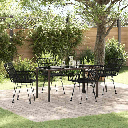 Garten Essgruppe 5 pcs Schwarz Poly Rattan