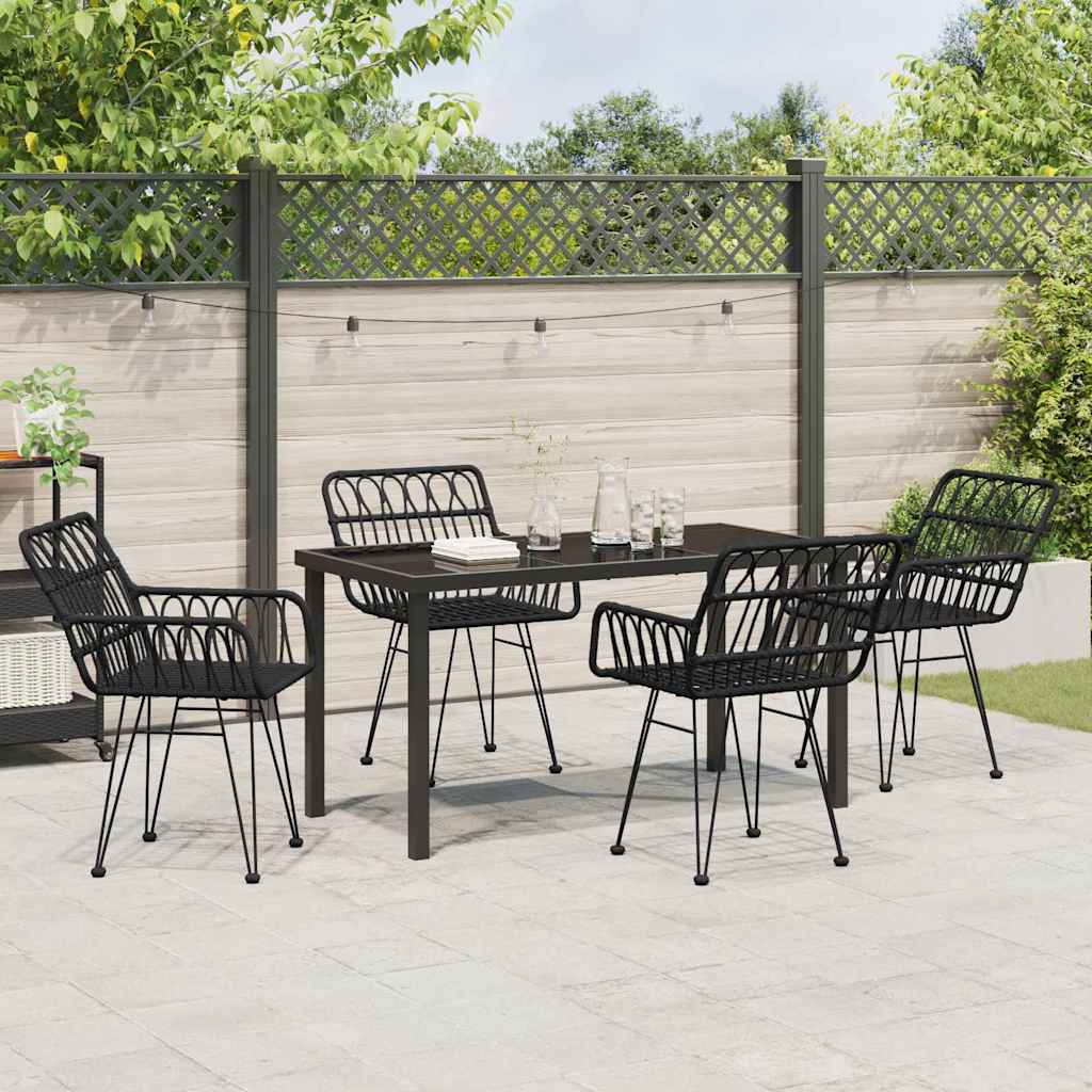 Garten Essgruppe 5 pcs Schwarz Poly Rattan