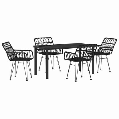 Garten Essgruppe 5 pcs Schwarz Poly Rattan