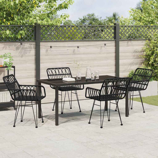Garten Essgruppe 5 pcs Schwarz Poly Rattan