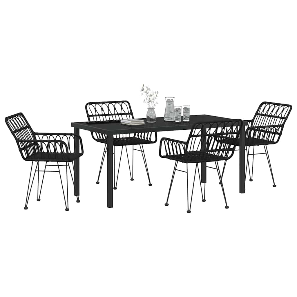 Garten Essgruppe 5 pcs Schwarz Poly Rattan