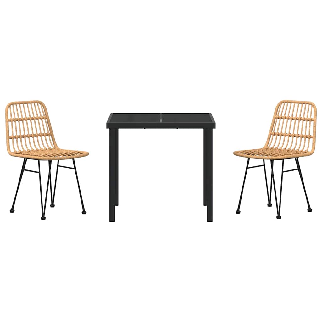 Garten Essgruppe 3 pcs Braun Poly Rattan